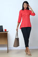Coral Cotton Flax Solid Kurti image number 4