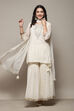 Off White Poly Cotton Straight Kurta Garara Suit Set image number 0