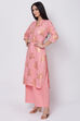 Peach Cotton Straight Kurta Palazzo Suit Set image number 3