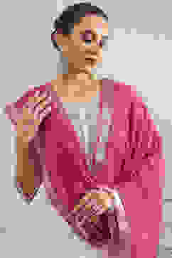 Pink Cotton Solid Dupatta image number 2