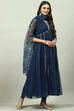 Blue Art Silk Kalidar Kurta Churidar Suit Set image number 6