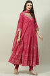 Pink Cotton Anarkali Kurta Churidar Suit Set image number 6