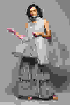 Sea Green Poly Georgette Flared Printed Kurta Garara Suit Set image number 0