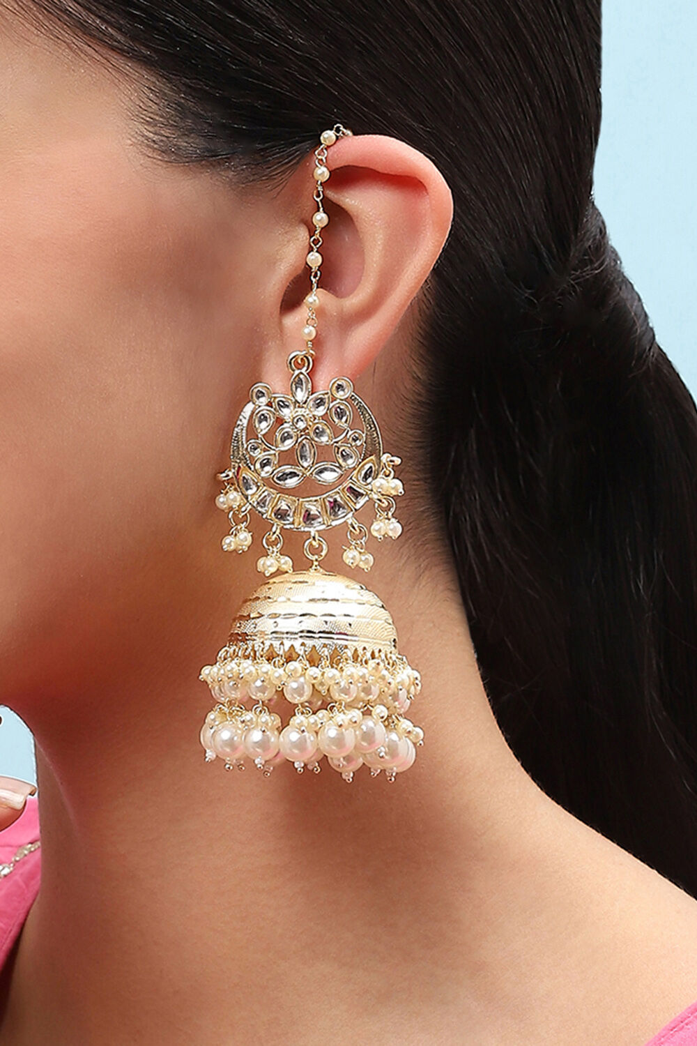 Gold Brass Earrings image number 3