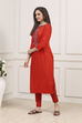 Blue Rayon Printed Straight Kurta image number 2