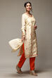 Mustard Chanderi Machine Embroidered Unstitched Suit Set image number 7