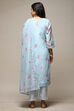 Light Blue Linen Machine Embroidered Unstitched Suit Set image number 13