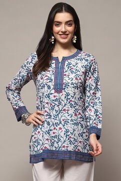Blue Polyester Straight Kurti image number 5