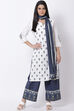 White Cotton Straight Kurta Palazzo Suit Set image number 0