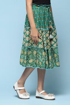 Green Rayon Printed Short Skirt image number 2