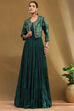 Emerald Green Silk Festive Tiered Anarkali Dress image number 0