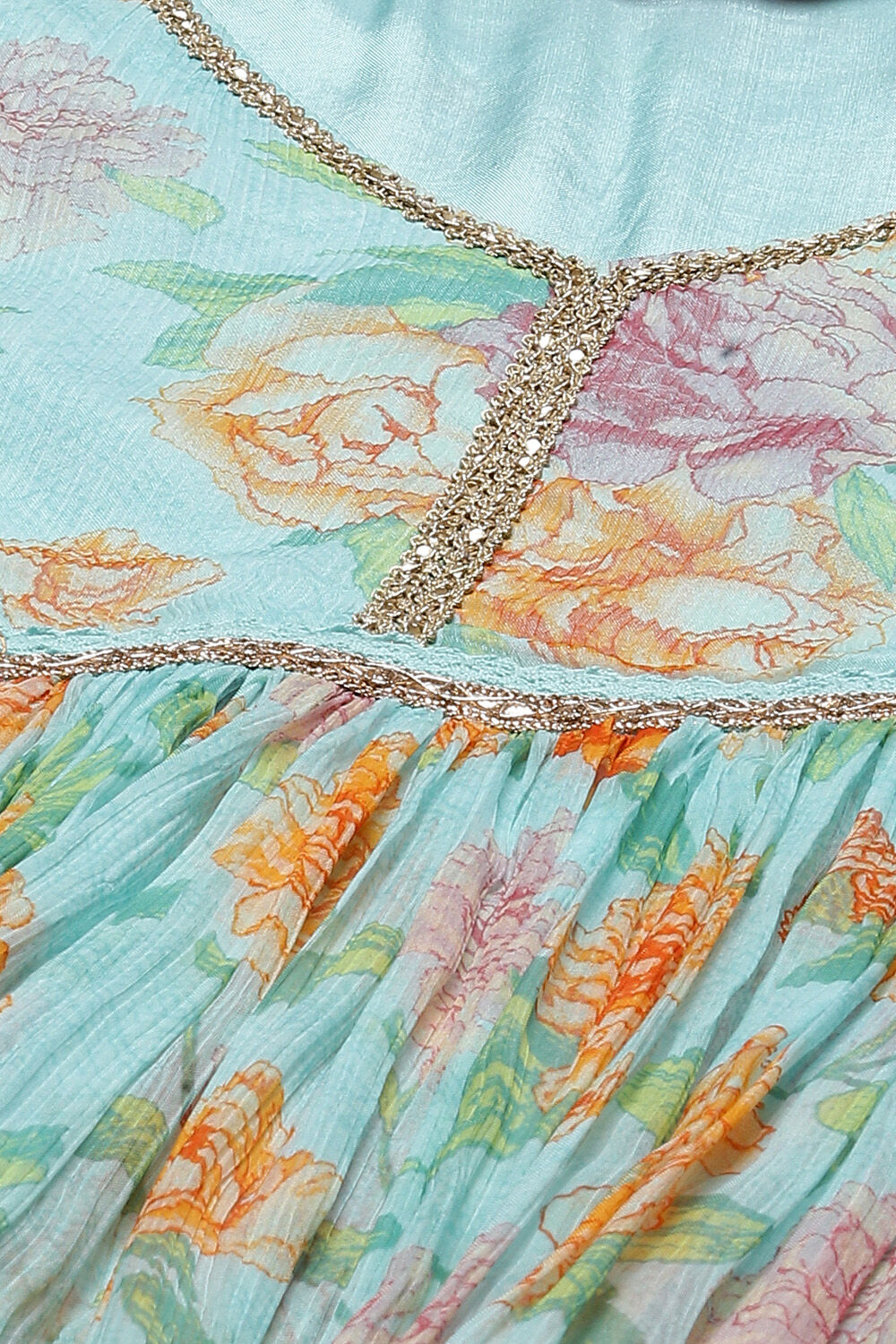 Sea Green Viscose Flared Kurta Palazzo Suit Set image number 2