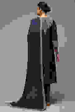 Navy Blue Cotton Blend Straight Kurta Churidar Suit Set image number 4