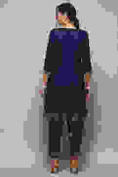 Blue LIVA Kalidar Kurta Salwar Pant Suit Set image number 5