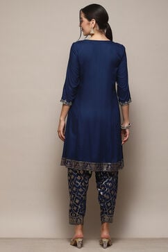 Blue LIVA Kalidar Kurta Salwar Pant Suit Set image number 5
