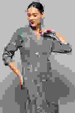 Blue Floral Printed Regular Fit Straight Kurta image number 1