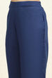 Dark Blue Cotton Floral Handloom Unstitched Suit Set image number 3