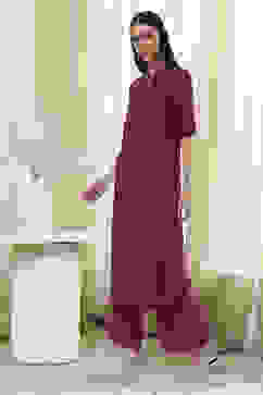 Purple Solid Straight Kurta Set image number 3