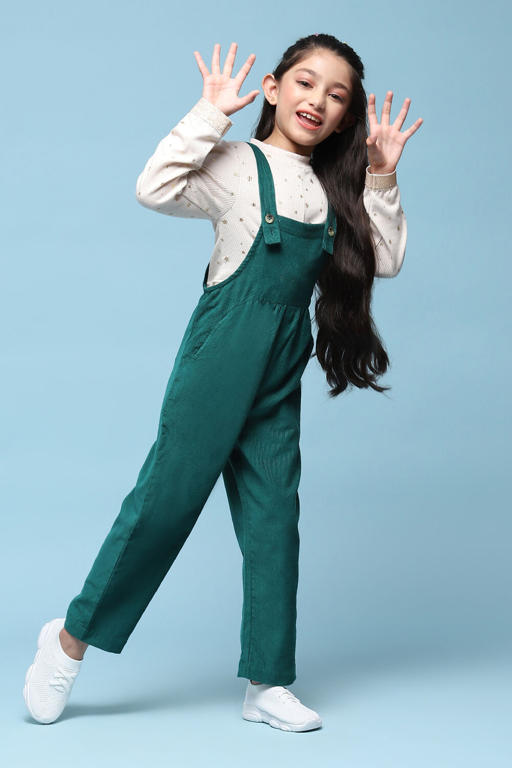 Green Cotton Solid Jumpsuit at Biba India