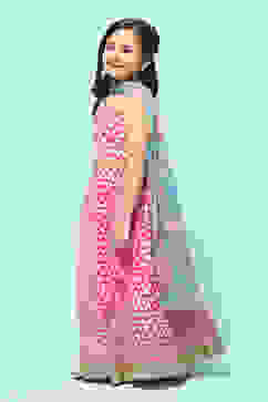 Pink Polyester Straight Printed Suit Set image number 4