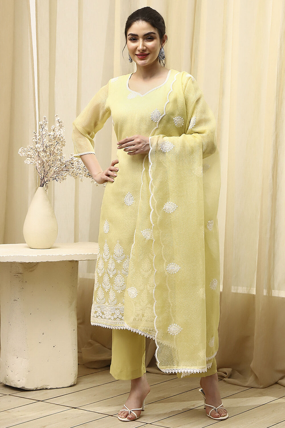 Pink Cotton Machine Embroidered Unstitched Suit Set image number 1