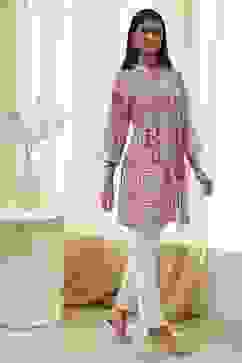 Pink Printed Straight Short Kurta image number 4