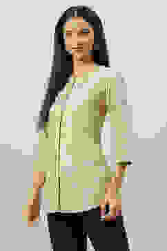 Beige LIVA Straight Printed Kurti image number 0