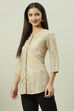 Beige LIVA Straight Printed Kurti image number 0