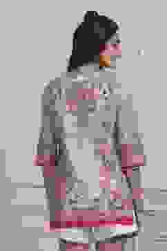 Blue Cotton Printed Straight Short Kurta image number 3