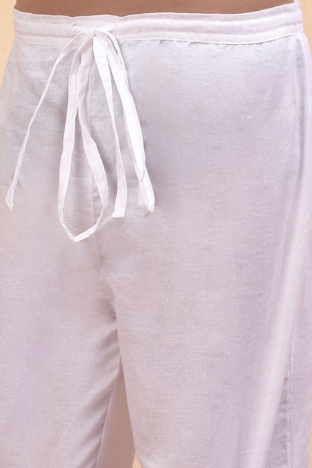 Orange and White Cotton Printed Straight Kurta Set image number 2