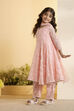 Peach Embroidered Straight Kurta Set image number 3