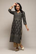 Black LIVA Straight Printed Kurta