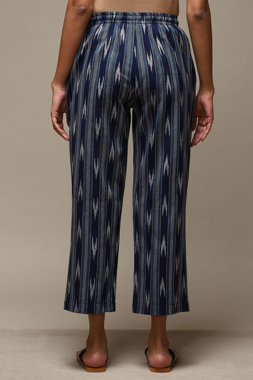 Blue Indigo Cotton Yarndyed Relaxed Pant image number 4