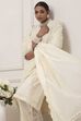 Cream-Toned Cotton Schiffli Straight Suit Set image number 7