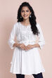 Off White Viscose dobby Solid Kurti