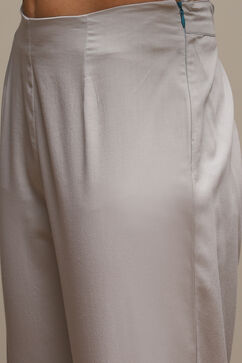 Grey Cotton Blend Kalidar Kurta Pant Suit Set image number 2