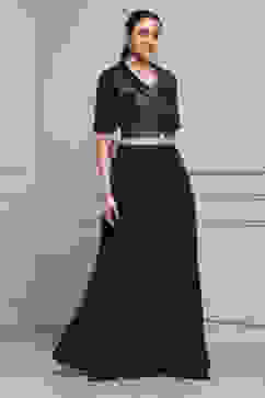 Purple Viscose Blend Printed Fusion Set image number 5