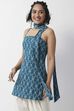 Teal Cotton Floral Printed Kurti with Tie image number 3