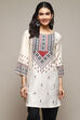 Ecru LIVA Straight Printed Kurti image number 5