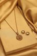 Gold Plated Brass Temple Pendant Necklace Set image number 2