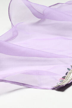 Purple Cotton Blend Short Top Lehenga Set image number 3