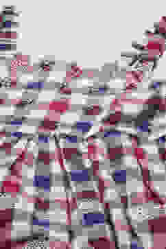 Red & Blue Cotton Gathered Dress image number 1