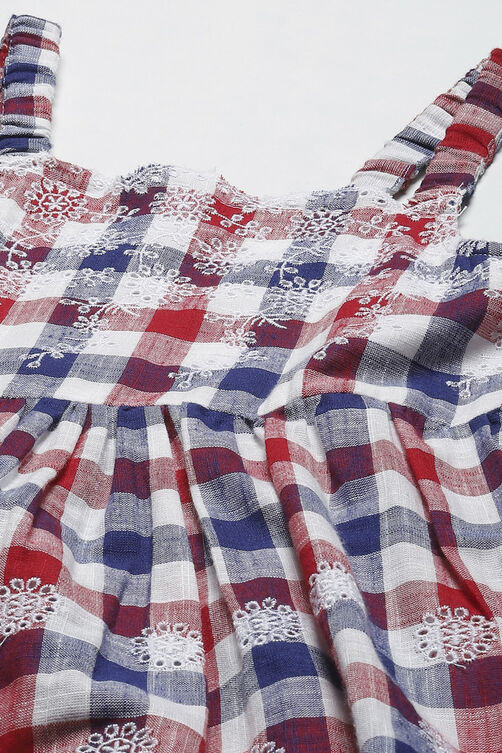 Red & Blue Cotton Gathered Dress image number 1