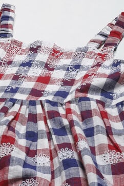Red & Blue Cotton Gathered Dress image number 1