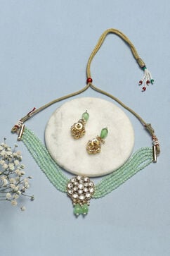Mint Green Brass Necklace Set image number 2