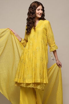 Lime Yellow Viscose Gathered Suit Set image number 8