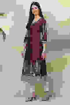 Purple A-Line Viscose Kurta image number 2