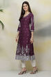 Blue A-Line Viscose Kurta image number 2