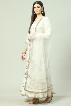 Ivory Cotton Blend Straight Kurta Garara Suit Set image number 3