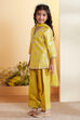 Yellow Floral Motifs Yarndyed Straight Kurta Set image number 3